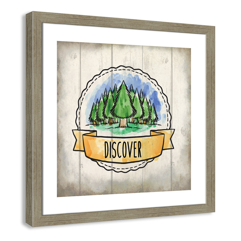 «Adventure is out There», art encadré 3, H 22,5 po x l 22,5 po x P 0,6 po, Encadré plat de bois de grange gris