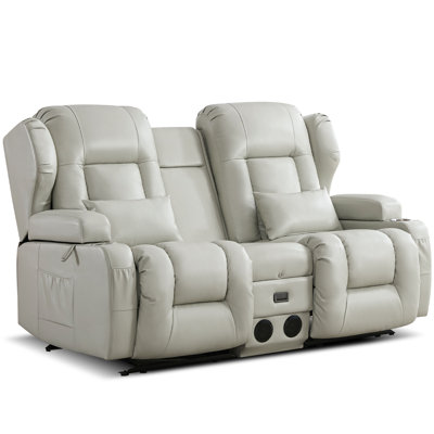 Loveseat Rocker Recliner Sofa, Dual Reclining Couches With Console, Manual Reclinable Double Seat 2 Person Recliner, Rv Movie Seating For Travel Trailers Living Room