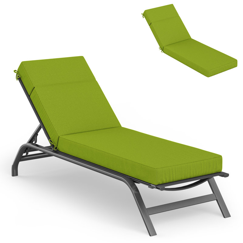 Outdoor Chaise Lounge Cushion – Weather-Resistant, Reversible, Plush Comfort, Pasture Green, 21" W x 72" D
