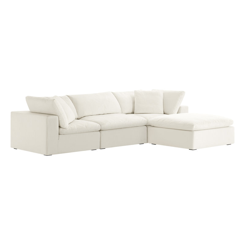 Canapé modulaire 4 pièces Calana Luxe, 4 pièces (2 d'angle, 1 sans accoudoirs, 1 repose-, Coton Flannigan