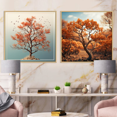 Abstract Canopy Expression Of An Oak Tree - Tree Oak Square Collage Set Of 2