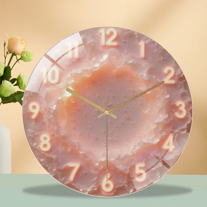 Horloge murale 12 po ronde en verre trempé avec mouvement à quartz silencieux
