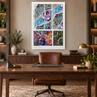 Vintage Art Deco Floral Swirl Abstract Pattern Canvas Wall Art