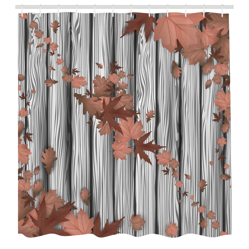 Ensemble de rideau de douche et crochets Autumn, H 69 po x l 70 po, Bois rouge pâle