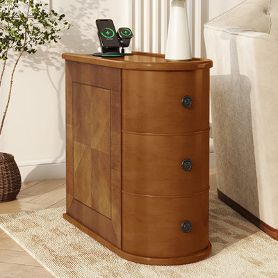 Table de bout à chargement avec tiroirs - Table d'appoint moderne avec prises CA et ports USB intégrés