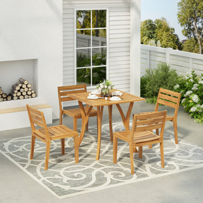 Ensemble repas d'extérieur en bois d'acacia 5 pièces, durable et élégant pour tout patio ou jardin