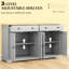 Buffet avec tablettes réglables et tiroirs de rangement, style nordique, polyvalent dans la maison, grain de bois de chêne, couleur grise, - tablettes à tiroirs basculants, pour salon, meuble télé, apparence