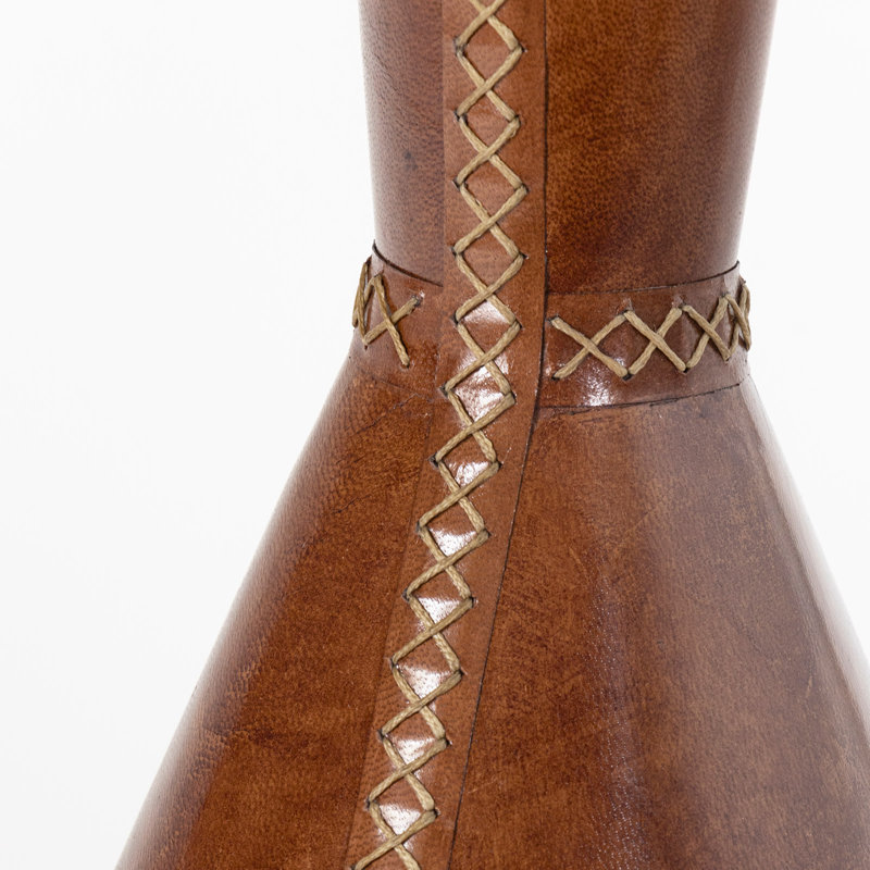 Gabe Leather Accent Table (Black), Brown