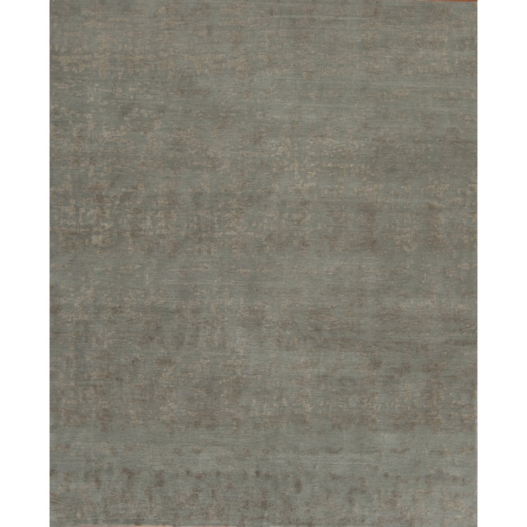 Modern Tibet Hand Knotted Abstract Area Rug in Green