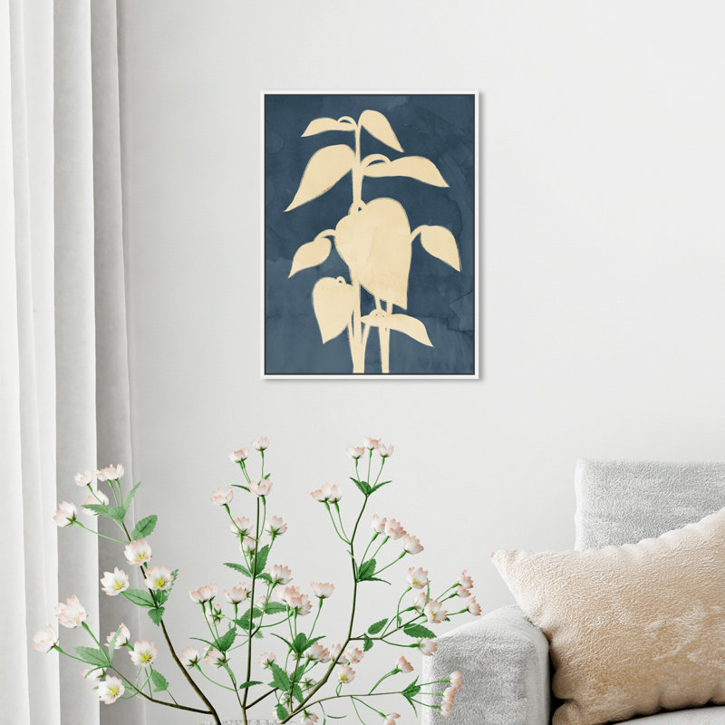 Floral and Botanical Sprout Leaf - reproduction d'art sur toile, H 16 po x l 12 po x P 1,5 po, Cadre blanc