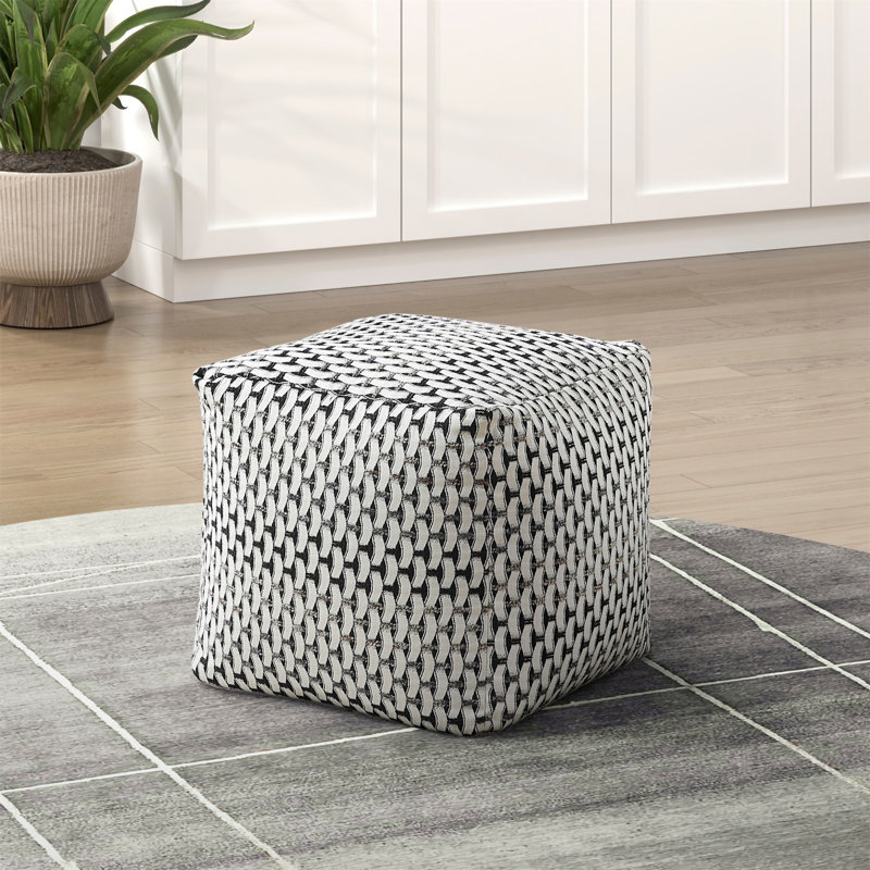 Repose-pieds carré rembourré en tissu jacquard