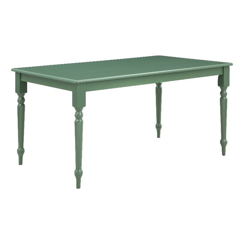 Pemberly Row Rubberwood Rectangular Dining Table in Equestrian Green