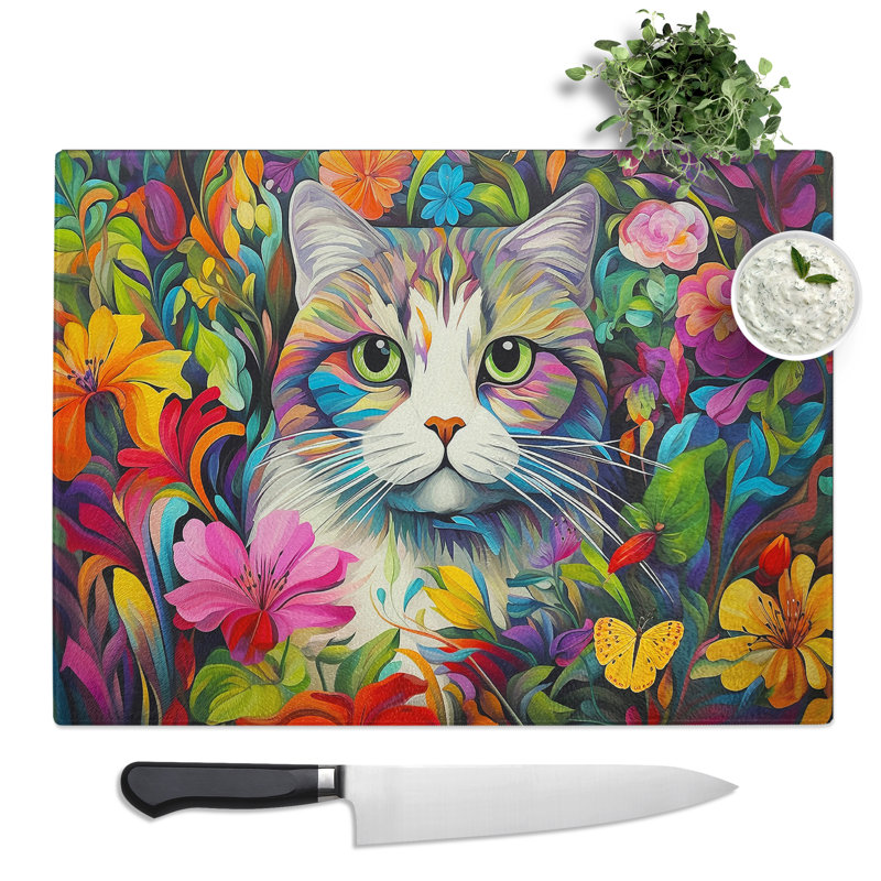Cat Orphism No.2  Glass Chopping Board