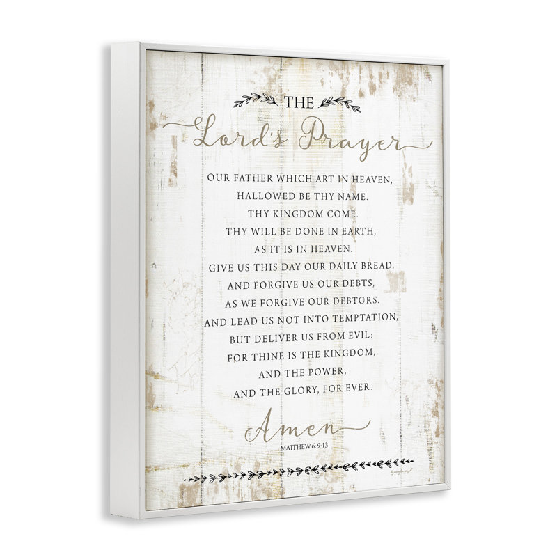 The Lords Prayer Our Father rustic, H 30 po x l 24 po, Estampe numérique encadrée blanc bord de mer
