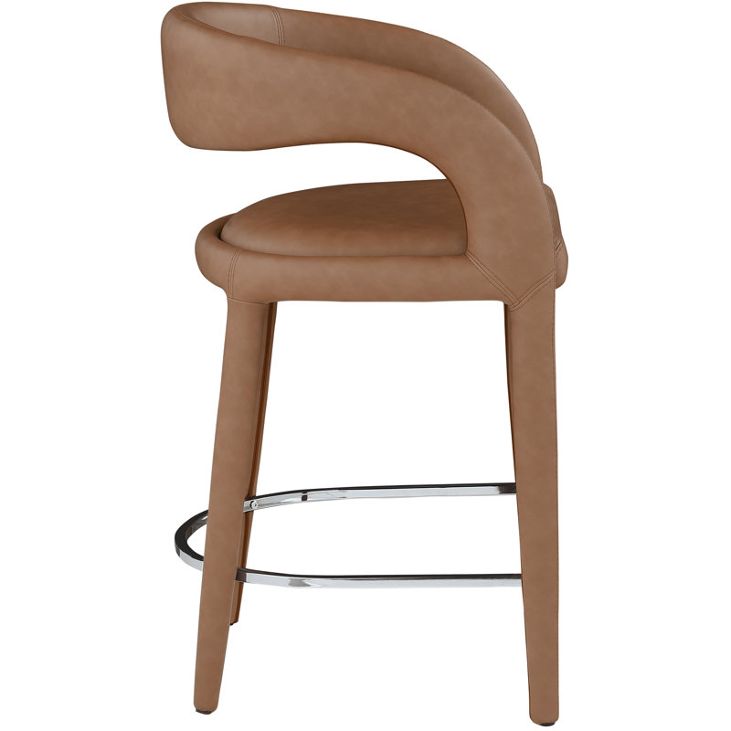 Sylvester Faux Leather Counter Stool, Brown Vegan Leather