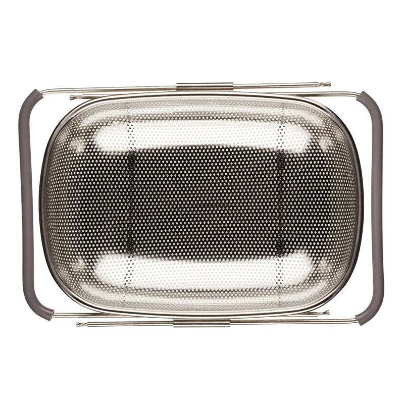 Stainless Steel Over-The-Sink Colander with Gray Handles