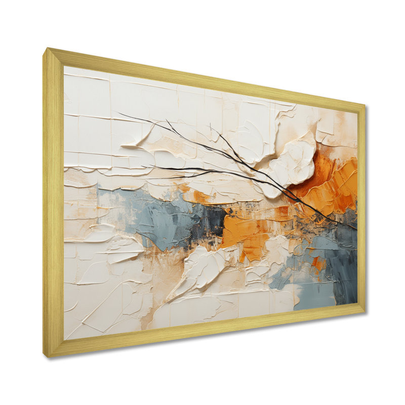 Minimalisme moderne, sérénité scandinave, reproduction d'art sur toile, H 30 po x l 40 po, Cadre photo unique, Doré