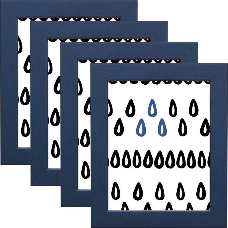 Ensemble de cadres muraux 4 pièces Fernald, 4 po x 6 po, Bleu