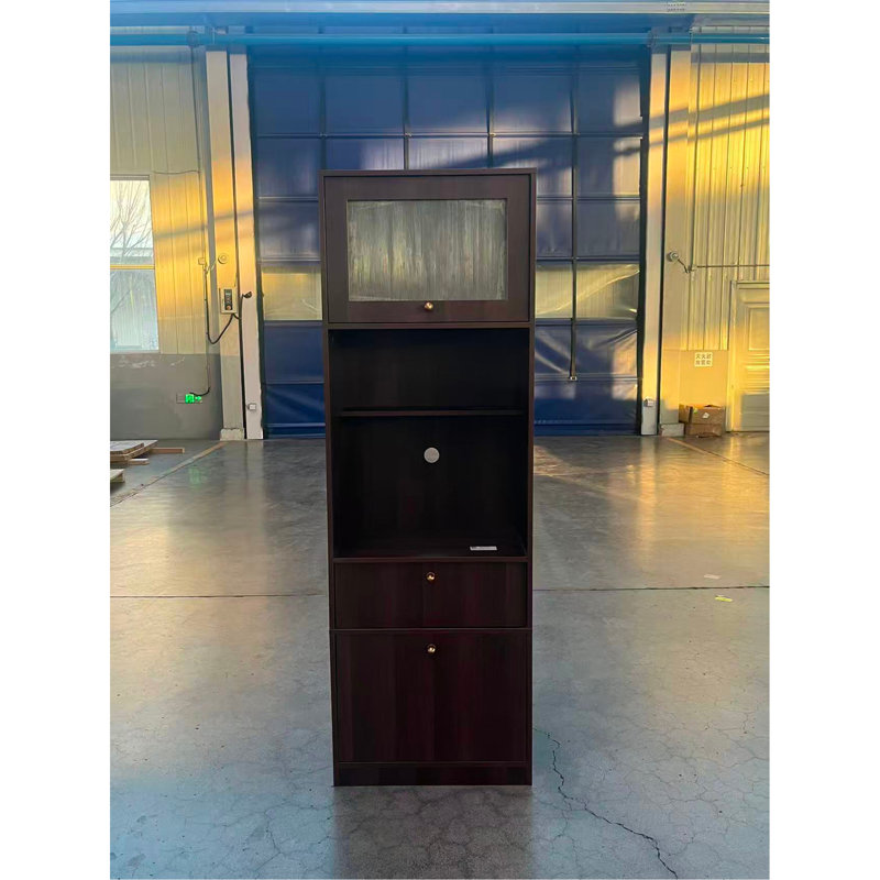 Armoire de rangement autoportante haute de 71 pouces avec portes et tablettes, tablettes réglables, tiroir et ensemble anti-basculement, bois de qualité E1, noyer pour garde-manger, armoire de rangement pour salle de bain