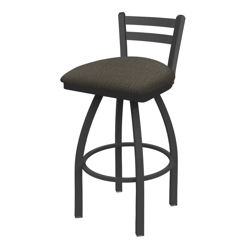 411 Jackie Low Back Swivel Bar & Counter Stool, Anodized Nickel, Counter Stool (25" Seat Height), Fabric-Graph Alpine