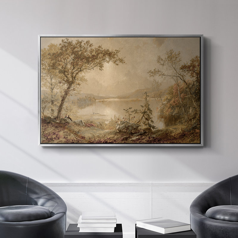 Paysage rétro - DC XXXIV, Toile avec cadre flottant or, H 17 po x l 25 po x P 2 po