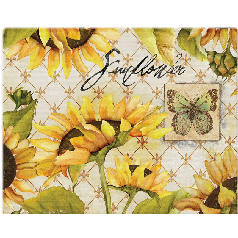 Sunflowers in Bloom Rectangular Glass Cutting Board