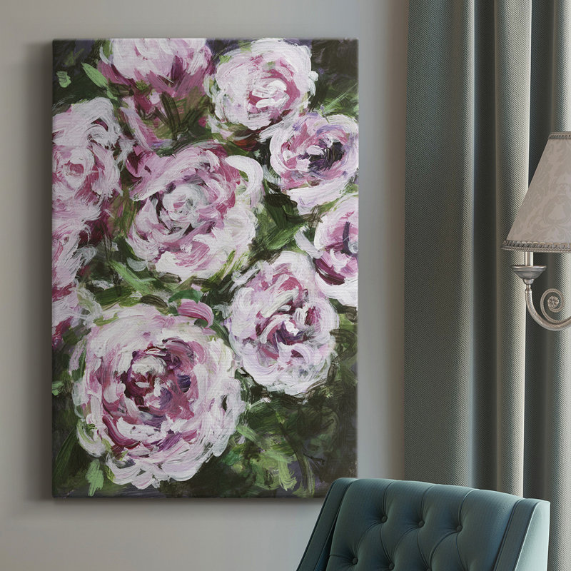 Rose Rhapsody I - peinture sur toile tendue, H 27 po x l 16 po x P 1 po