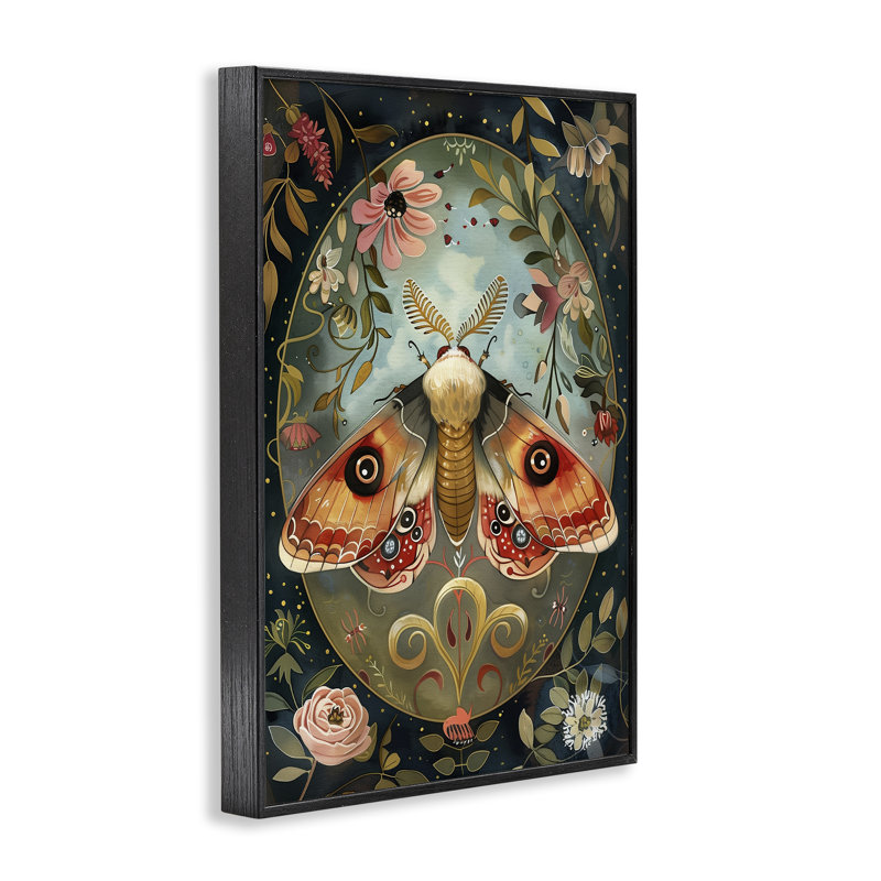 Giclée encadrée ornée de papillon victorien, design par The Dutch Lady, Giclée encadrée noir minuit, H 24 po x l 16 po