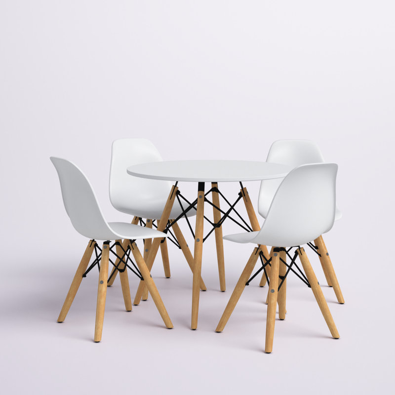 Ensemble de table de jeu et de chaises pour enfants Cannady, Blanc / Naturel