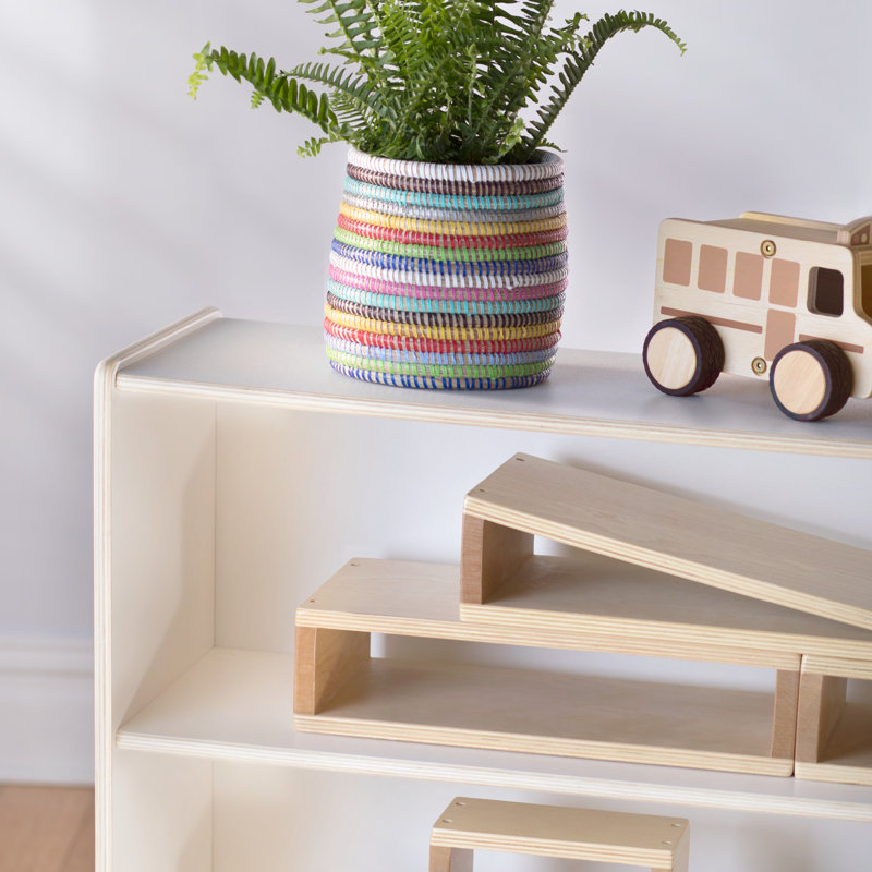 White Wooden 3-Shelf Kids' Storage Unit with Bins