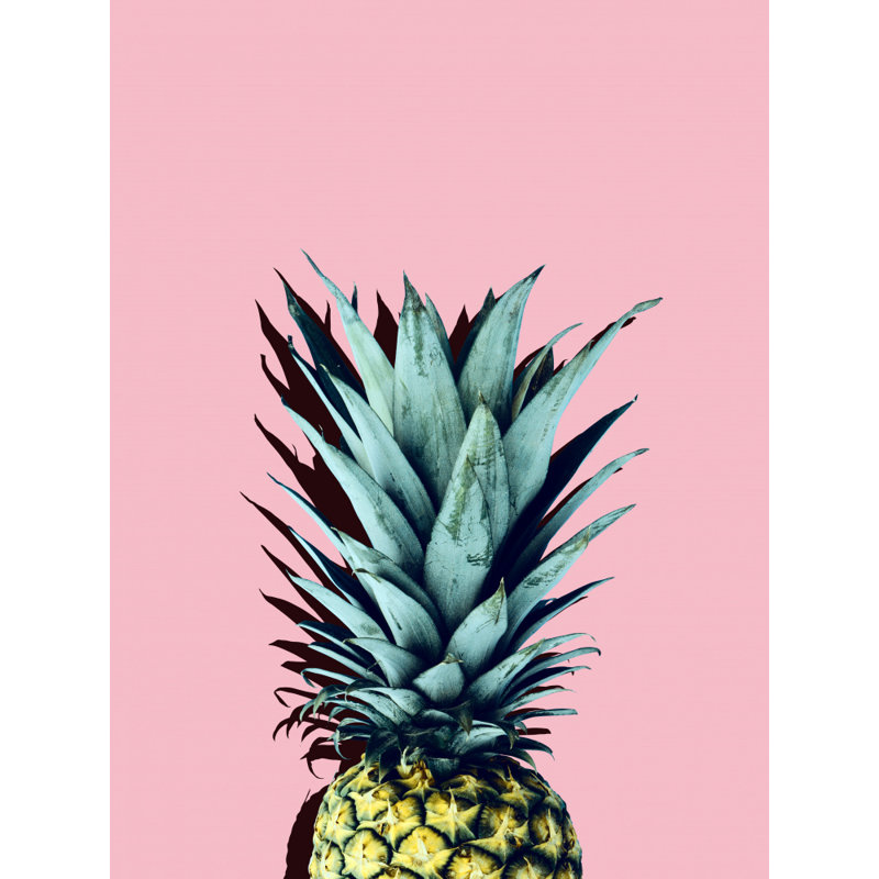 "Pineapple art 1", art mural texturé encadré, Cadre noir, H 14 po x l 10 po