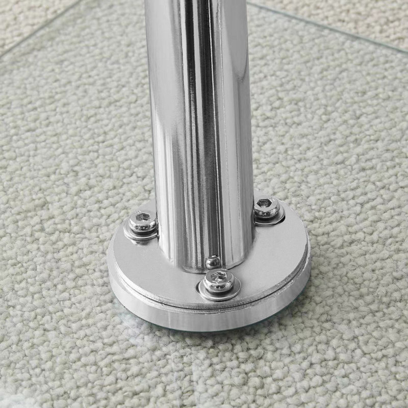 Bivian Round Glass Top Metal Base Dining Table, Chrome