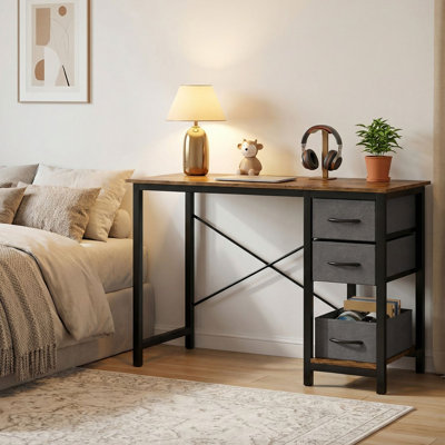Bureau d'ordinateur moderne 40 "avec 2 tiroirs de rangement et support en X