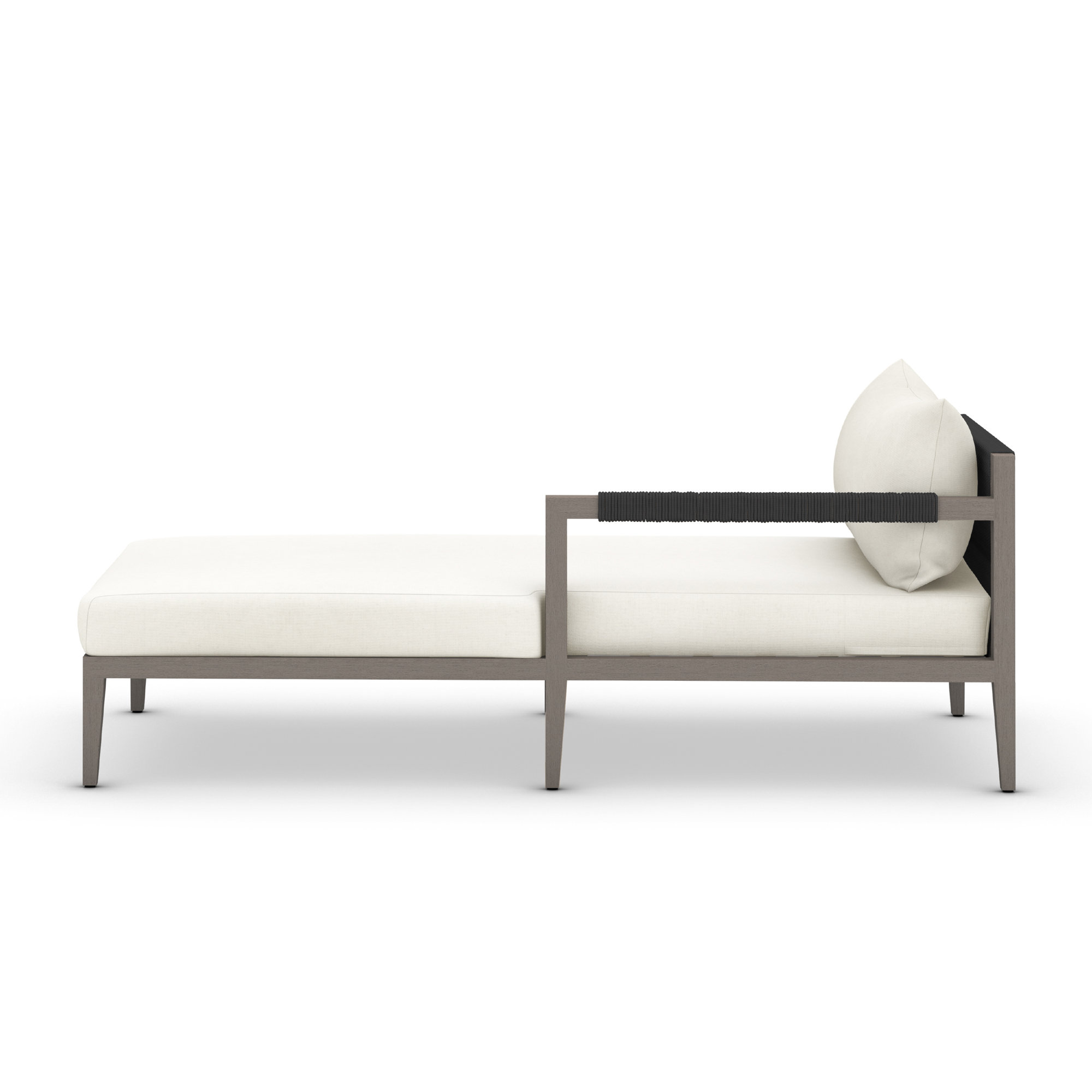Nida 33'' Outdoor Aluminum Chaise Lounge, Weathered Gray/Dark Gray, Polyester Blend Ivory