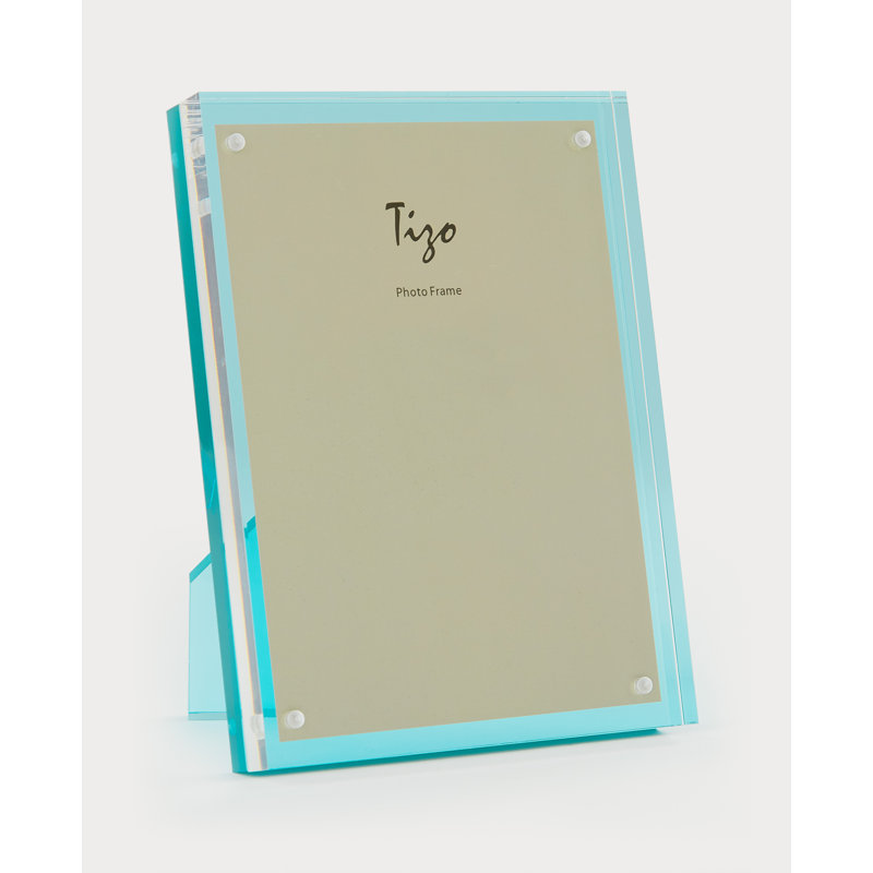 Lucite Frame W/Orange Back 4X6, Turquoise, 4" W x 6" H