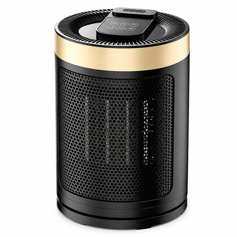 Chaufferette en céramique 1500W PTC avec télécommande, oscillation à 60 °, thermostat, mode ECO et minuterie 12H pour le bureau d'une chambre à coucher