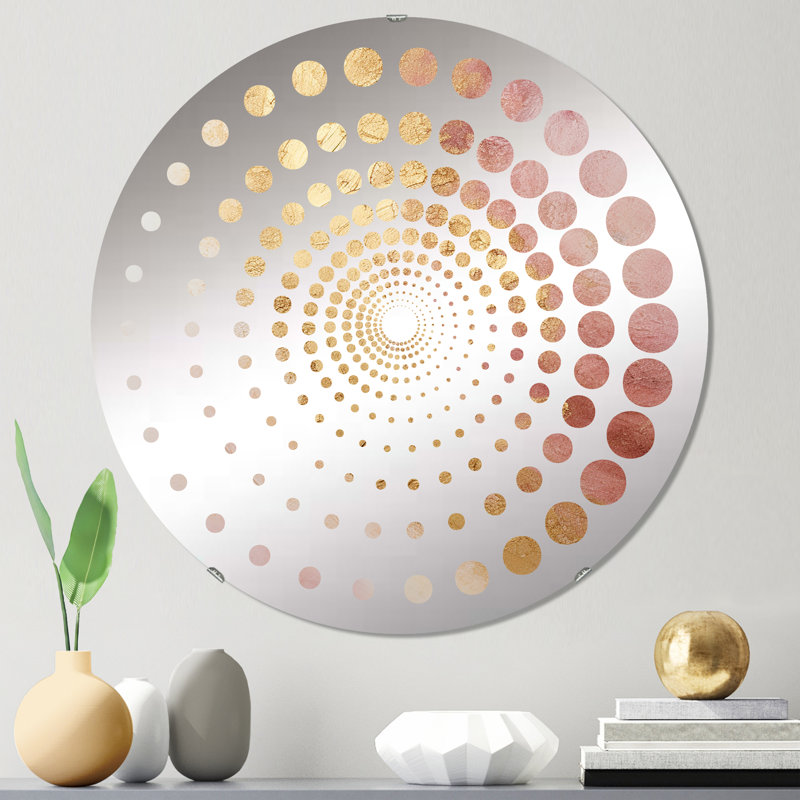Miroir décoratif doré et rose du désert Spiral I - Spiral Dot, 23,6 po x 23,6 po