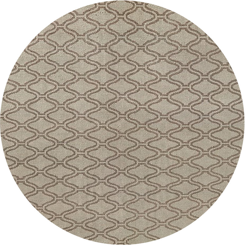 Tapis beige à motif géométrique Lynn, Rond 7 pi