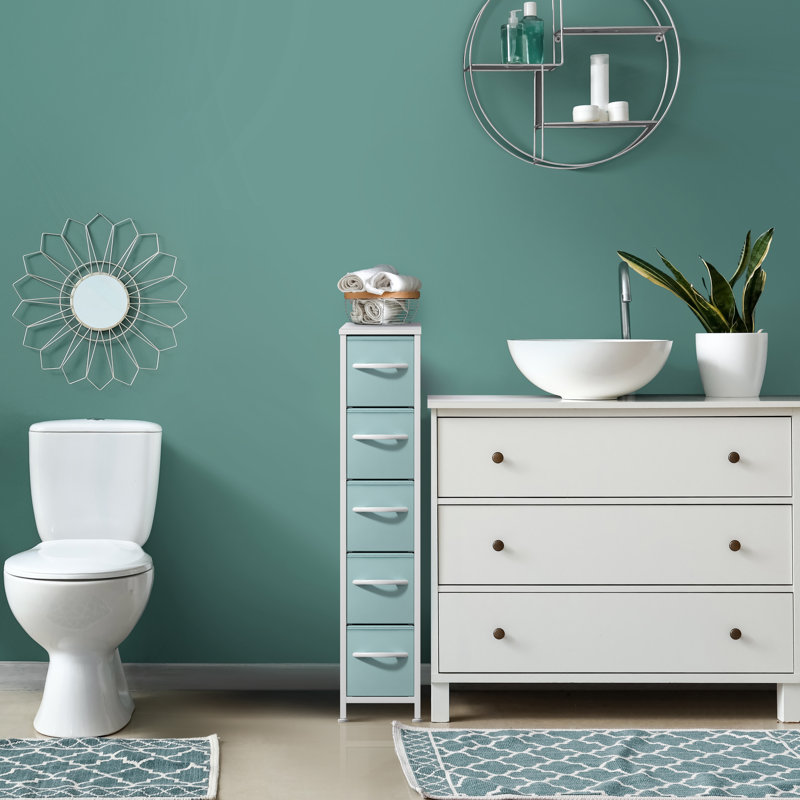 Commode étroite à 5 tiroirs Sorbus, Turquoise