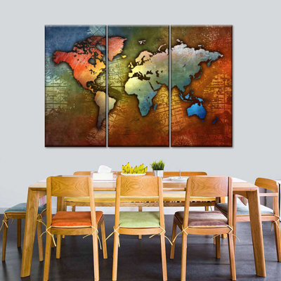 " Colourful Metal World Map " by Globetrotter Studio 3 - Pieces