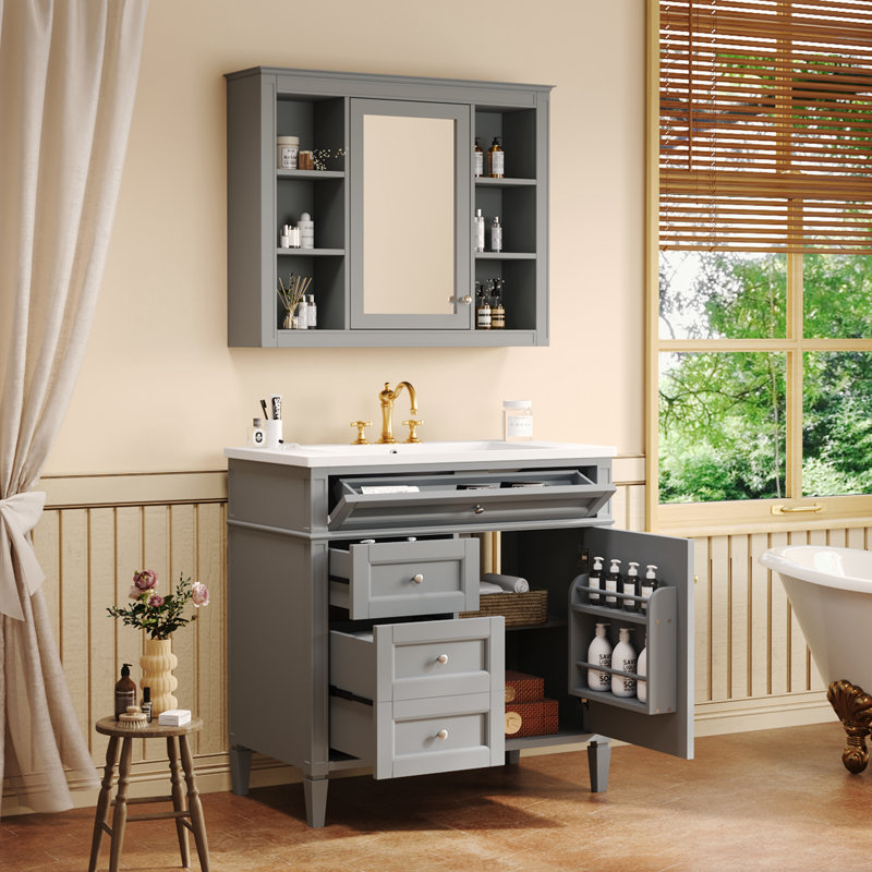 Rangement pour salle de bain Kirac, Gris