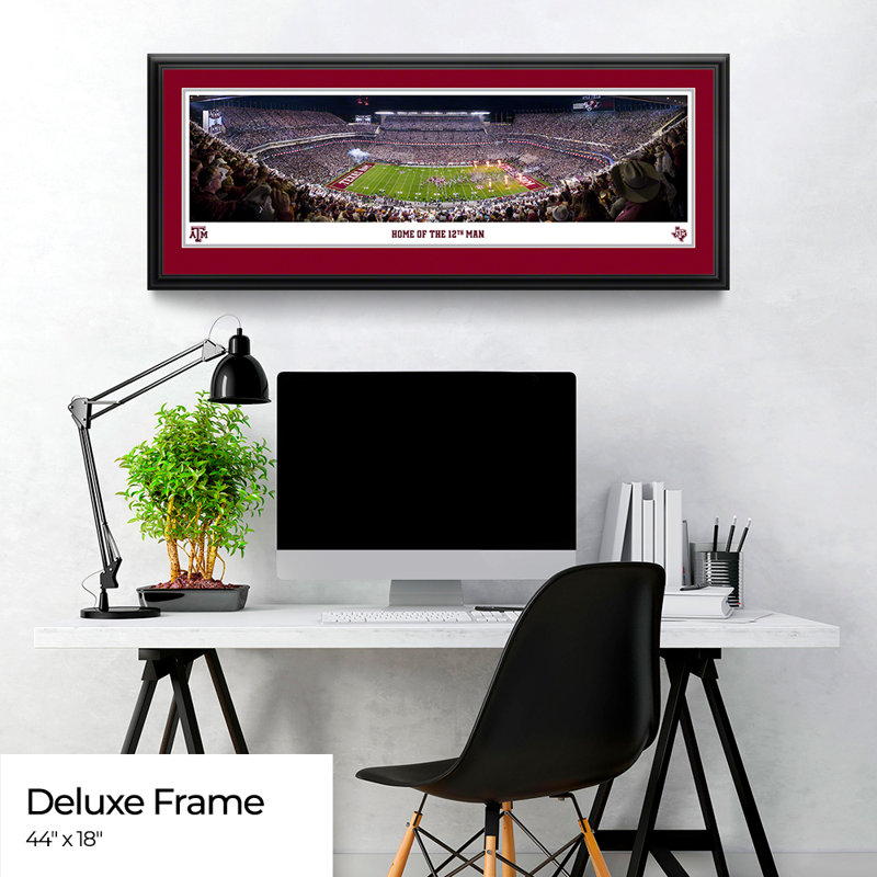 Texas A&M Football, affiches et impressions encadrées, Cadre noir, Gris / rouge, H 18 po x l 44 po x P 0,875 po