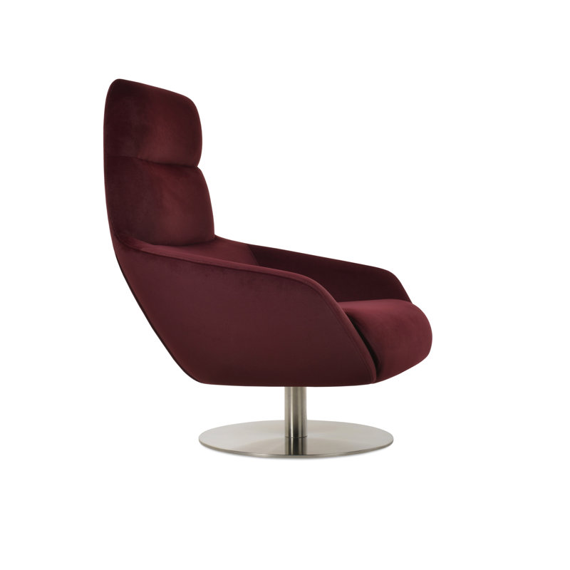 Chaise pivotante ronde BRC en velours cerise