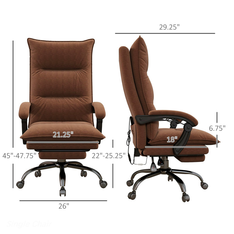 Fauteuil de bureau de massage moderne avec 6 points de vibration, fauteuil de bureau d'ordinateur en microfibre moderne