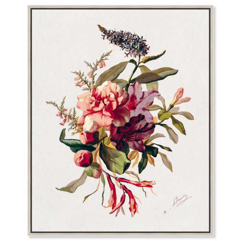 Toile à fleurs d'hiver par Art Remedy, H 37 po x l 31 po, Doré, Cadre flottant