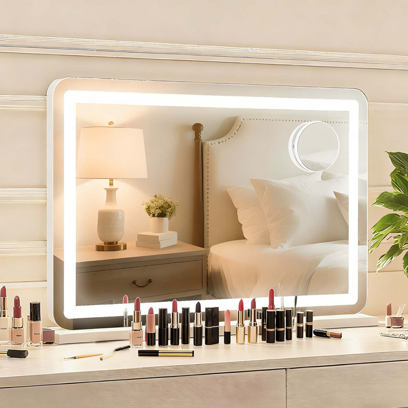 Lighted Makeup Mirror with 10X Magnification Mirror, Smart Touch Control,2-in-1 Vanity Mirror Both Tabletop and Wall-Mounted