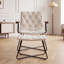 Mid-Century Chenille Upholstered Accent Chair with Ottoman Set, Ergonomic Lounge Chair with Wood Armrest & Metal Frame, Tufted Leisure Chair for Living Room Bedroom-711615321