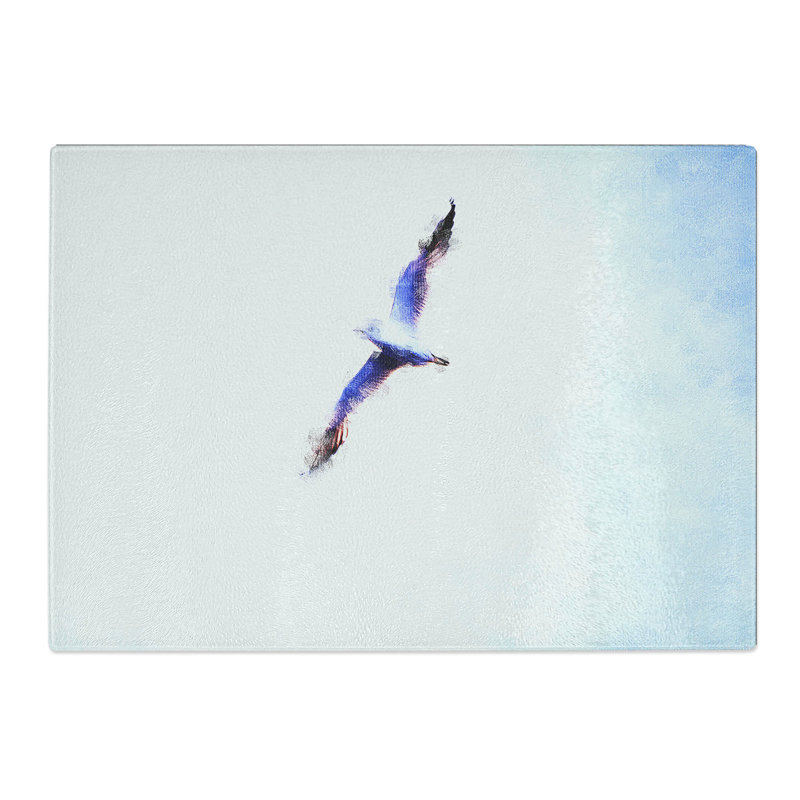 Tempered Glass Flying Seagull Abstract Chopping Board, 28.5 cm x 39 cm