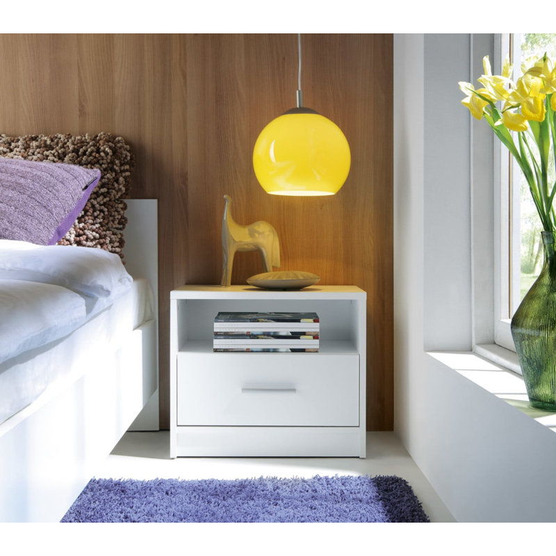 50cm W Composite Bedside Table, White