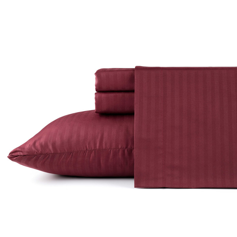 Ensemble de draps 4 pièces Bibb Home, Bourgogne, Ensemble de draps pour très grand lit avec 2 taie